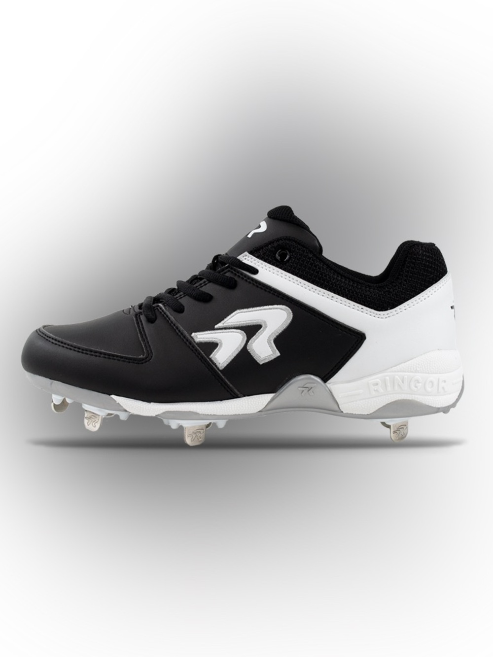 NEW [Ringor] Flite Softball Fastpitch Cleats Metal Spikes Black/White Women’s 8